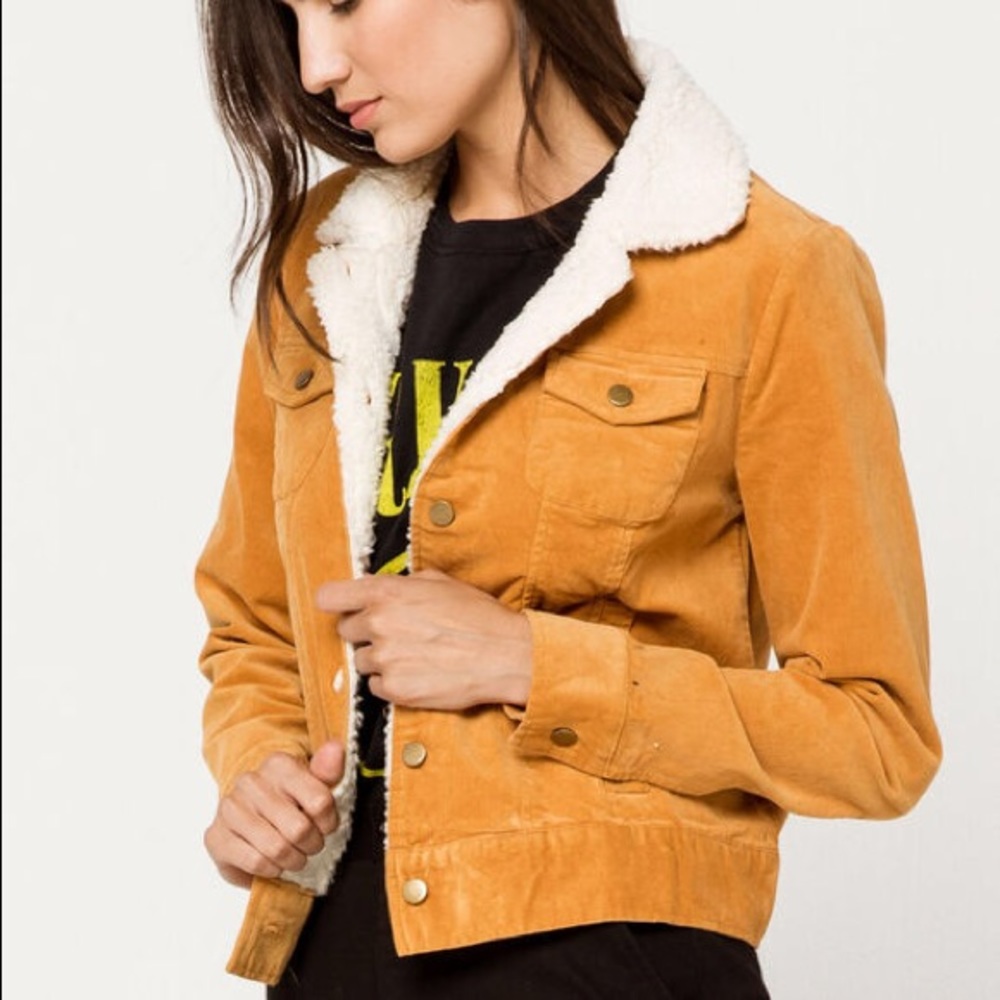 Others Follow Corduroy Sherpa Lined Camel Jacket